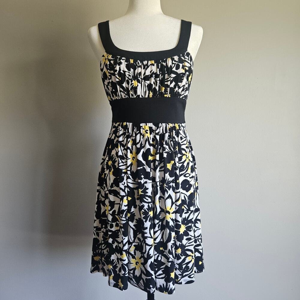Love Tease Dress Size L Black Floral Babydoll Fit & Flare Milkmaid Y2K Stretch